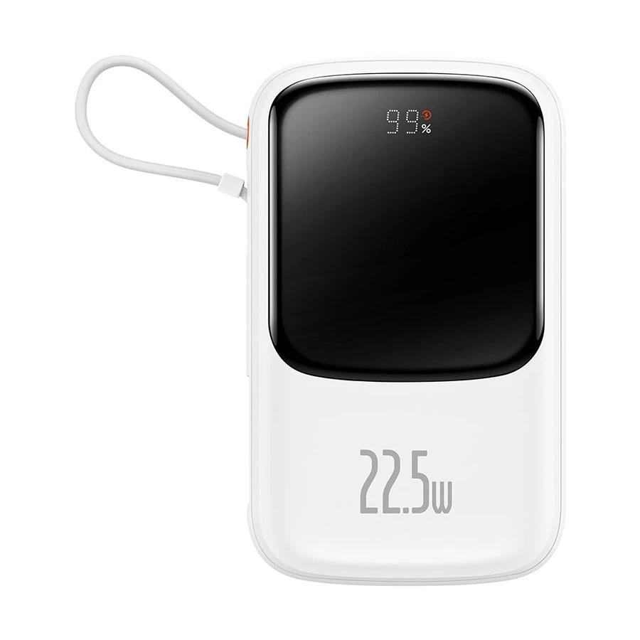 Power bank - POWER BANK Baseus Qpow Pro Digital Display, 10000mAh, 22.5W, 1 x cablu integrat USB Type-C output/input, 1 x USB, 1 x Lightning, alb Cod Produs: PPQD060102