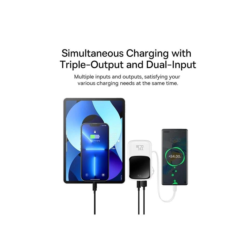 POWER BANK Baseus Qpow Pro Digital Display, 10000mAh, 22.5W, 1 x cablu integrat USB Type-C output/input, 1 x USB, 1 x Lightning, alb Cod Produs: PPQD060102 [3]