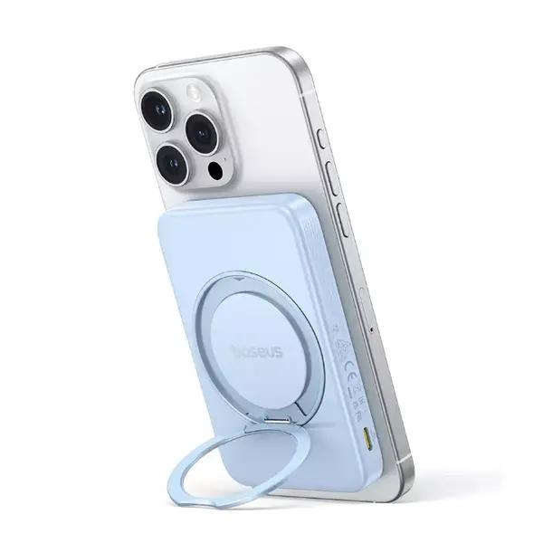 POWER BANK Baseus PicoGo Qi2 Magnetic, 5000mAh, PD 20W, 1 x USB Type-C, incarcare wireless Qi2 15W, prindere magnetica Iphone, include cablu USB Type-C la USB Type-C 30cm, albastru Cod Produs: P100768 [1]