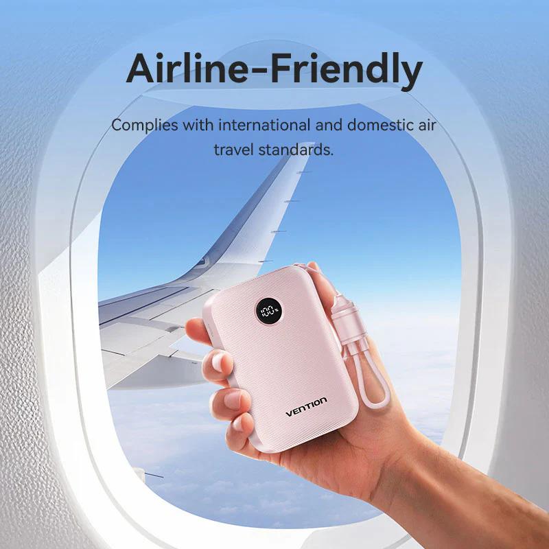 POWER BANK Vention 20000mAh Power Bank (USB-C + USB-C/USB-C/USB-A) with Built-in USB-C to USB-C Cable 22.5W Beige LED Display Type , Cod Produs: FKBN0-C [6]