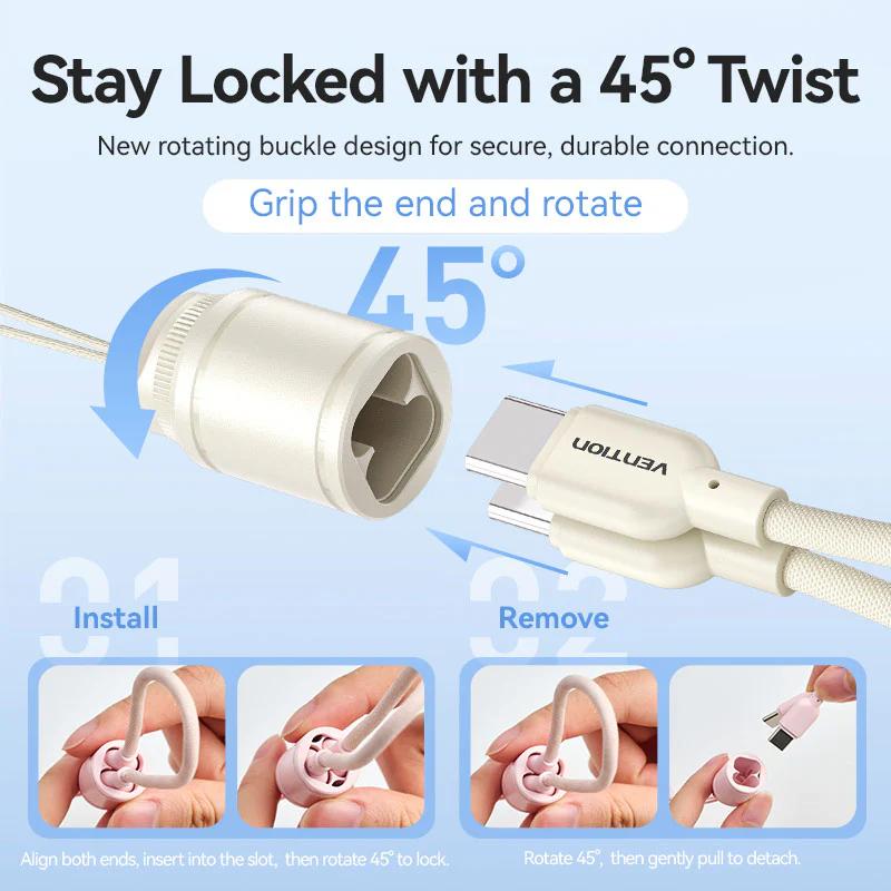 POWER BANK Vention 10000mAh Power Bank (USB-C + USB-C/USB-C/USB-A) with Built-in USB-C to USB-C Cable 22.5W Beige LED Display Type , Cod Produs: FKAN0-C [2]