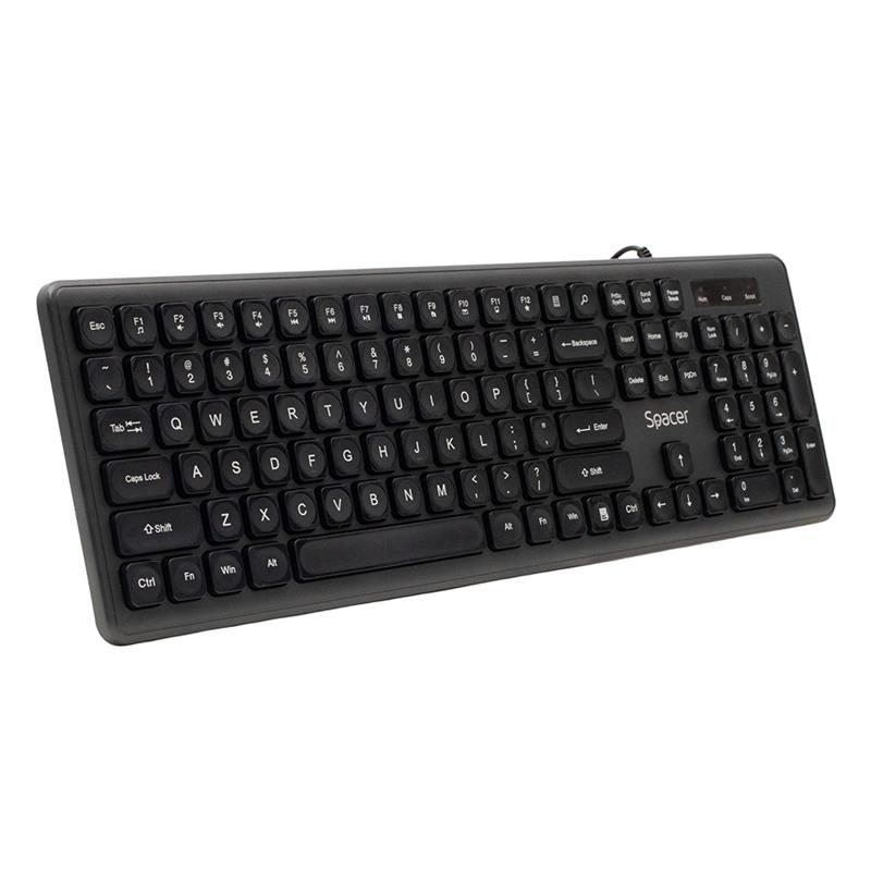 Tastaturi - TASTATURA SPACER USB, 104 taste, silentioasa,  low profile fingertip keycap design,  black, Cod Produs: SPKB-LWP-03