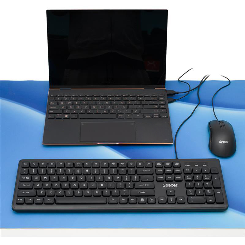 TASTATURA SPACER USB, 104 taste, silentioasa,  low profile fingertip keycap design,  black, Cod Produs: SPKB-LWP-03 [5]