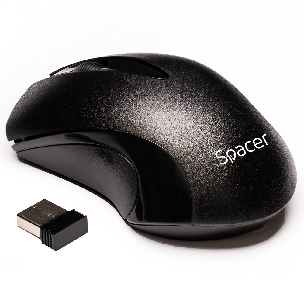 Periferice - MOUSE  Spacer, PC sau NB, wireless, 2.4GHz, optic, 1200 dpi, butoane/scroll 3/1, , negru, Cod Produs: SPMO-W12