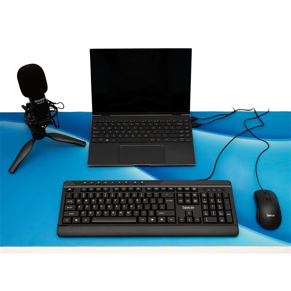 KIT wired  SPACER, tastatura cu fir  multimedia 104 taste (+ 9 taste multimedia) + mouse rezolutie max.1600dpi, 4 butoane, rotita scroll, black Cod Produs: SPOK-WD-02 [7]