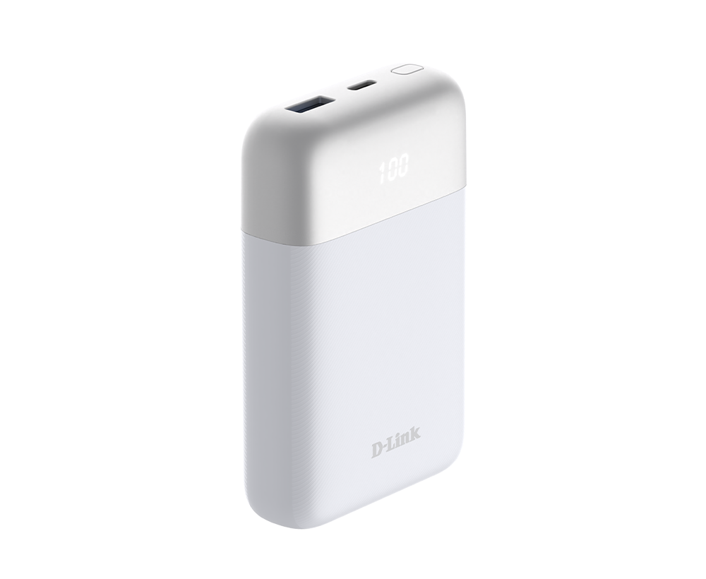 POWER BANK D-Link, 10000mAh 18W max, USB PD 3.0 si QC 3.0, 1 x USB Type-C, 1 x USB,dimensiuni 105 x 72 x 23 mm, alb  Cod Produs: DPP-101 [1]