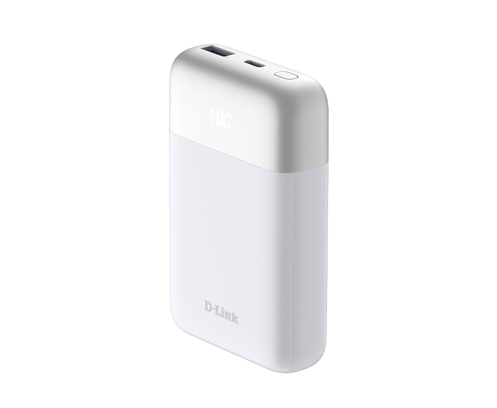 POWER BANK D-Link, 10000mAh 18W max, USB PD 3.0 si QC 3.0, 1 x USB Type-C, 1 x USB,dimensiuni 105 x 72 x 23 mm, alb  Cod Produs: DPP-101 [2]