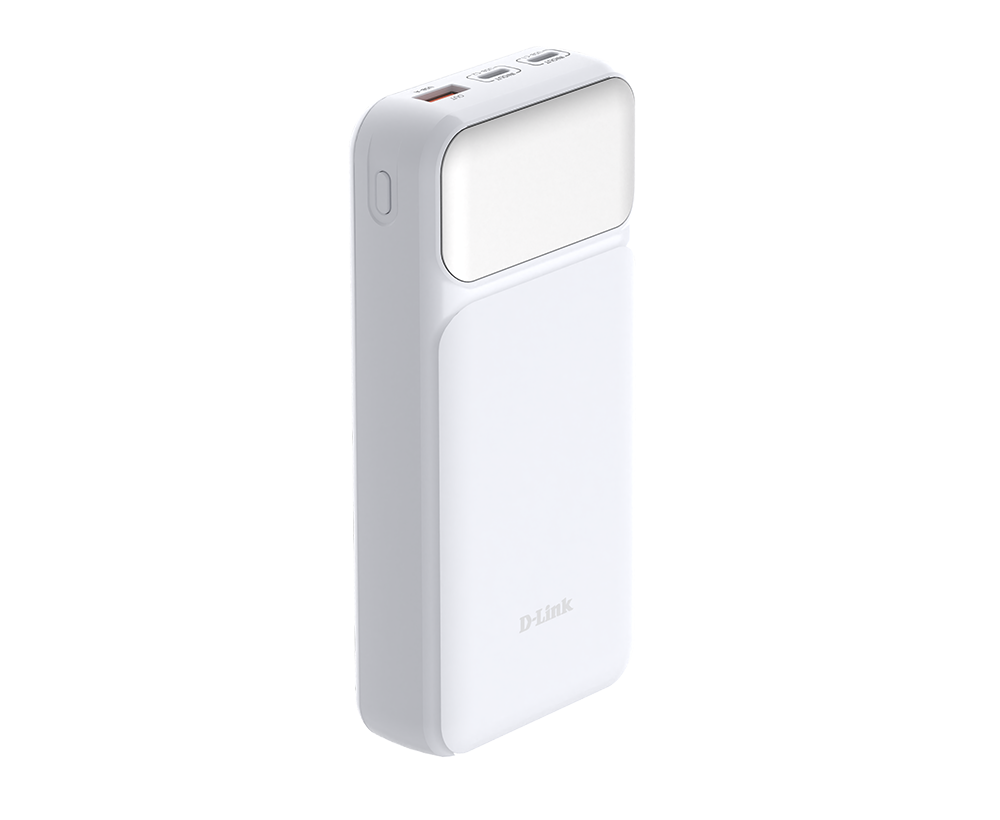 POWER BANK D-Link, 20000mAh 65W max, USB PD 3.0 si QC 3.0, 2 x USB Type-C, 1 x USB, dimensiuni 144 x 69 x 29 mm, alb  Cod Produs: DPP-201 [1]